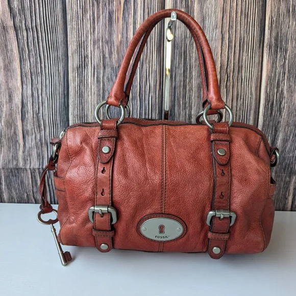 🌼 Fossil Women's Leather Satchel - Burnt Orange - Picture 10 of 10
